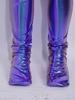 Long Sleeve Front Zip Metallic Footed Bodysuit for Girls Shiny Unitard Jumpsuit Stage Performance Dance Competition