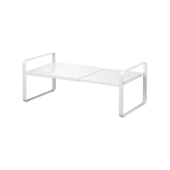 Yamazaki Jitsugyo 5399 Telescopic Storage Rack, 2 Tiers, White, Approximately W27-45XD20XH15.2cm Tower Space Saving Storage Shelf