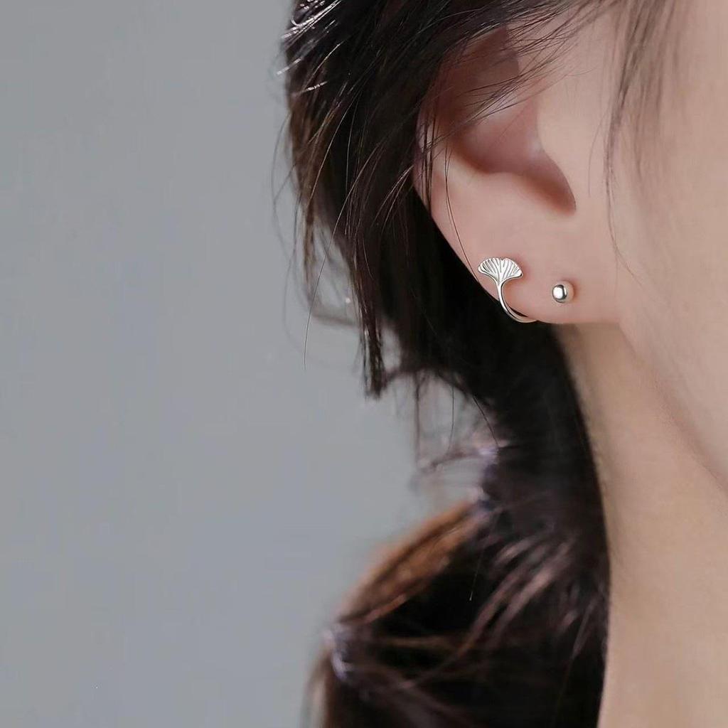 Ginkgo Leaf 925 Sterling Silver Stud Earrings for Women - 2025 New Design