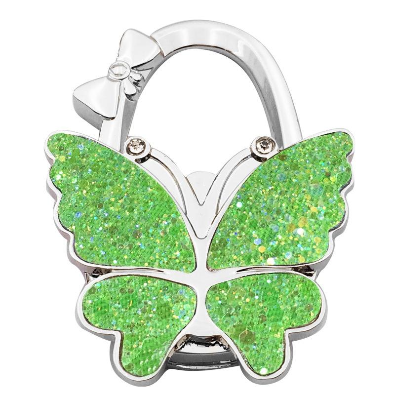 Foldable Sturdy Butterfly Purse Hook Colorful Glitter Metal Frame Table Bag Holder for Cafe Bar Outdoor Use