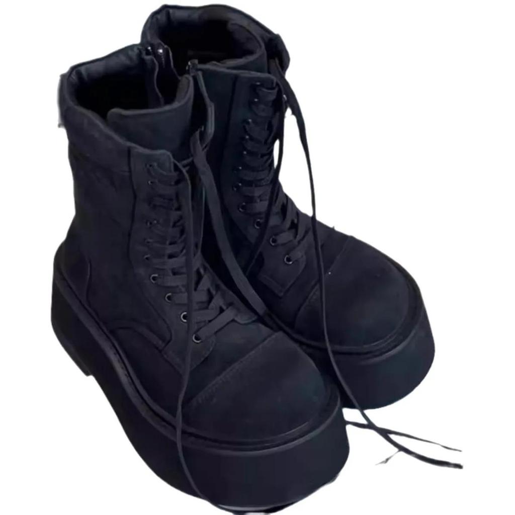 NEW Classics Chelsea Boots Women Black Ankle Boots Autumn Winter Shoes Leather Platform Short Boots Slip On Elastic Band