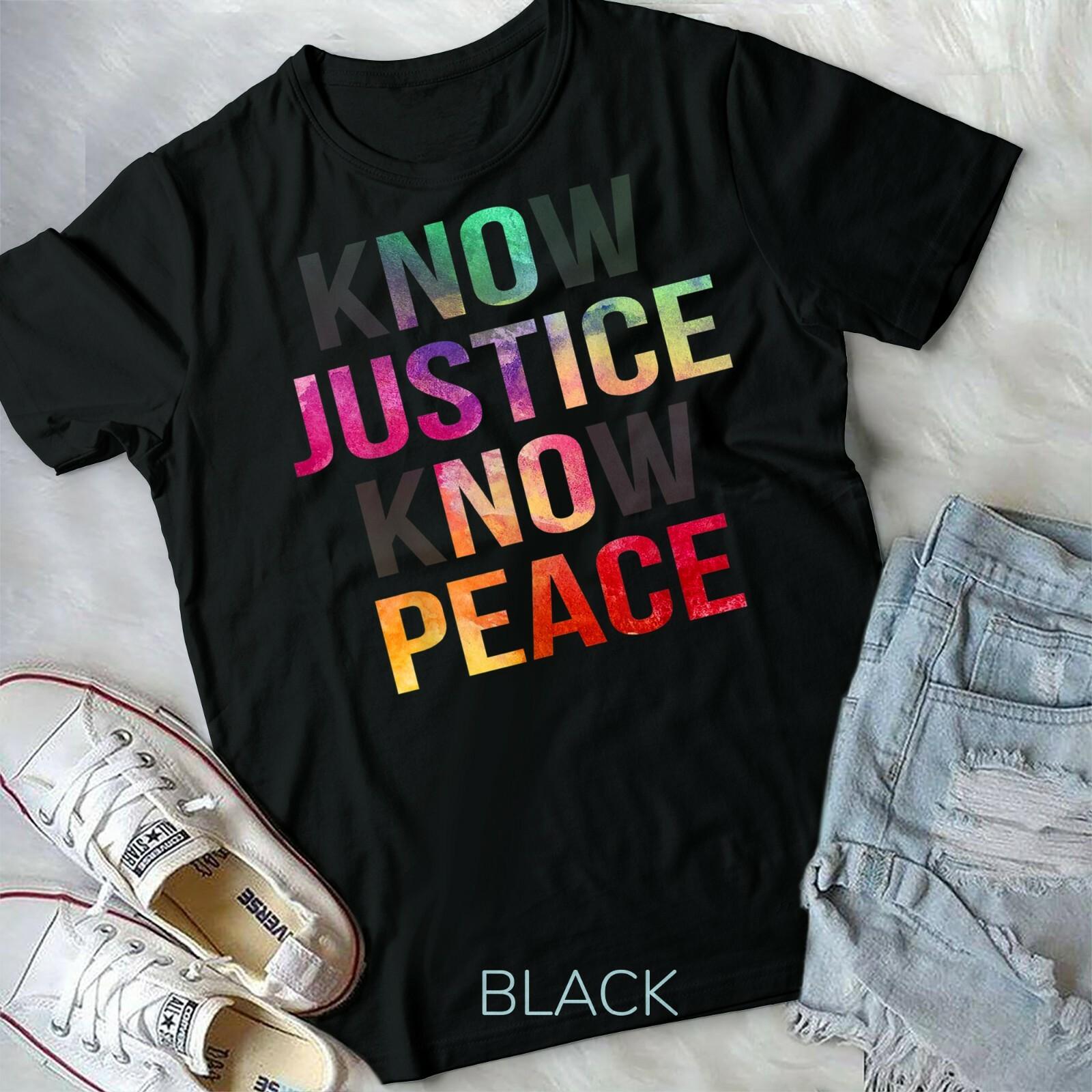 Know Justice Know Peace No Justice No Peace Black Pride Equality Retro T-shirt L