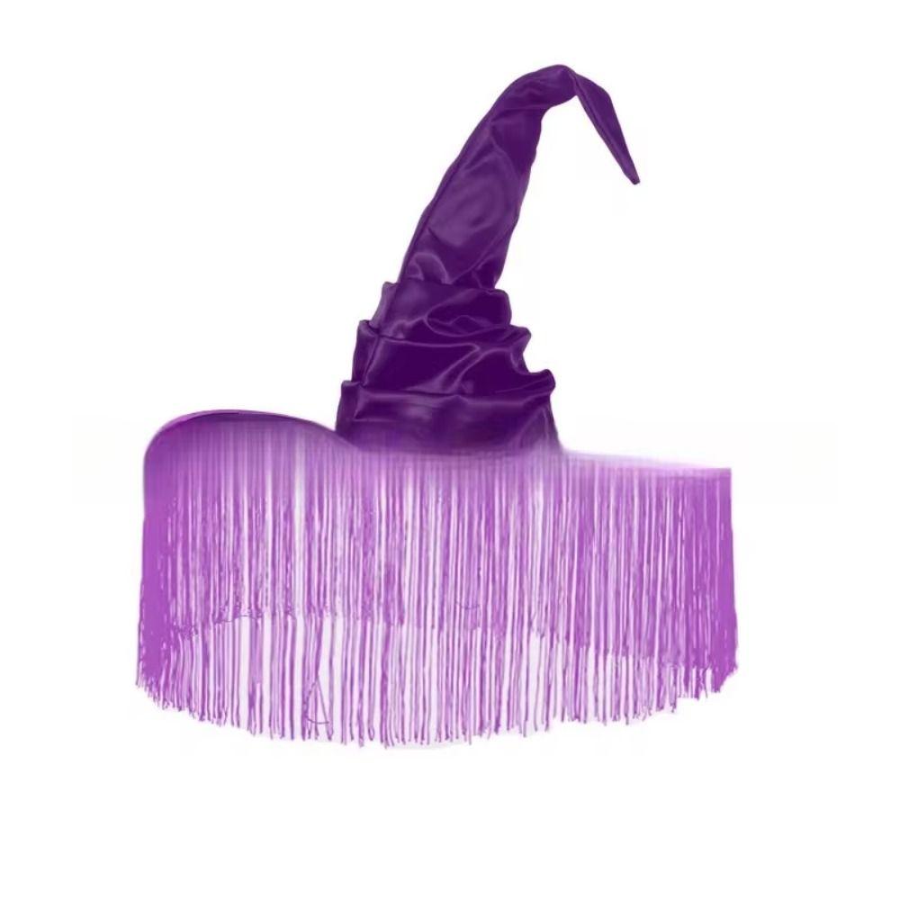 Cloth Pleated Fringe Witch Hat Ruched Halloween Party Witch Hat  Halloween Costume