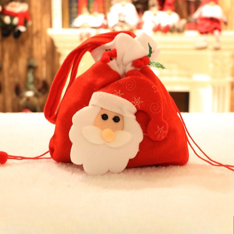 Christmas decorative supplies Christmas backpack cloth bag brushed cloth gift bag old man snowman gift Christmas candy bag