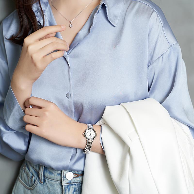Casio Sheen Gradient Leaf Design Date Display Fashion Simple Waterproof Business Watch Quartz Movement Stainless Steel Strap SHE-4531D-7AUPR