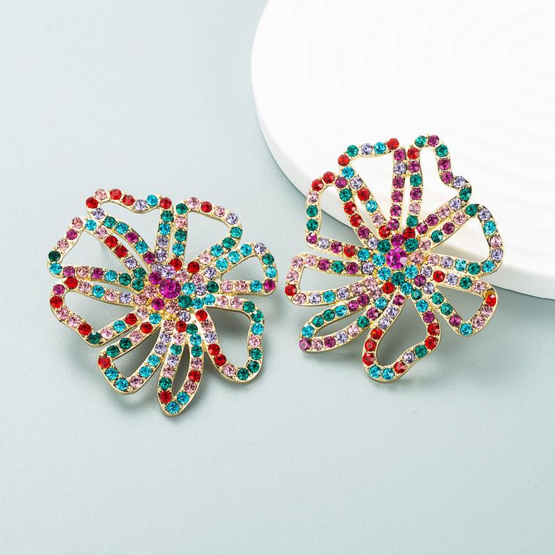 Women's Stud Earring Personality Exaggerate Alloy Large Rhinestone Versatile Temperament Earrings