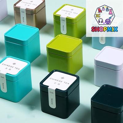 1PC Mini Tin Storage Box Sealed Tea Caddy Small Square Coffee Jar Tea Leaves Container Cans Small Tinplate Spices Storage Boxes