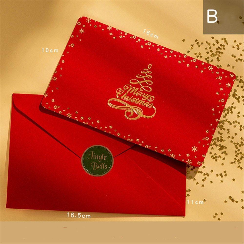 Card Cards with Envelopes Stickers Christmas Greeting Card Blessing Merry Christmas Bronzing