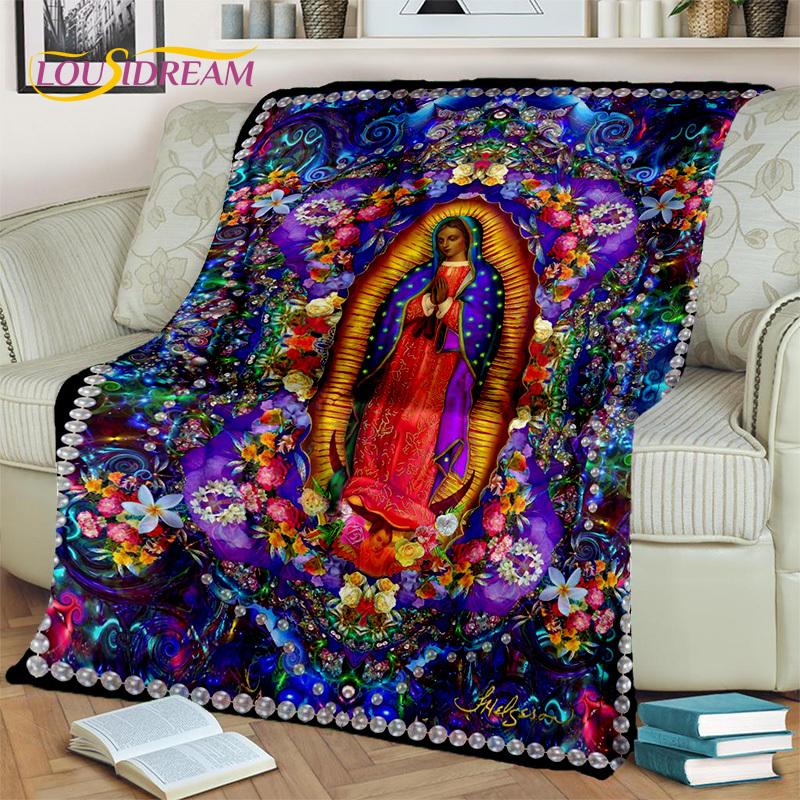 Jesus Blessed Virgin Mary Pray Blanket,Soft Throw Blanket for Home Bedroom Bed Sofa Picnic Travel Office Rest Cover Blanket Kids