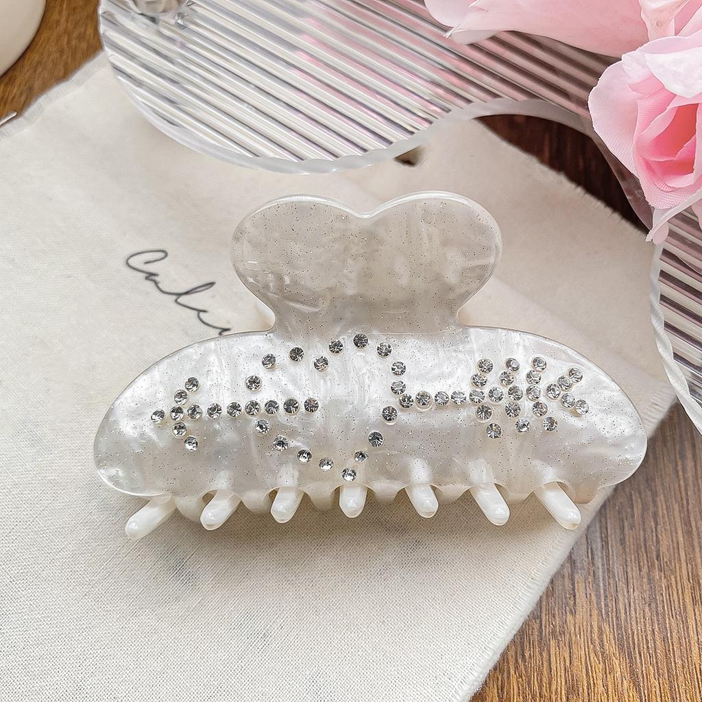 1pc Light Luxury Rhinestone Heart-shaped Clip Design for Valentine's Day Hair Clip, High-end Shark Clip Hair Accessory