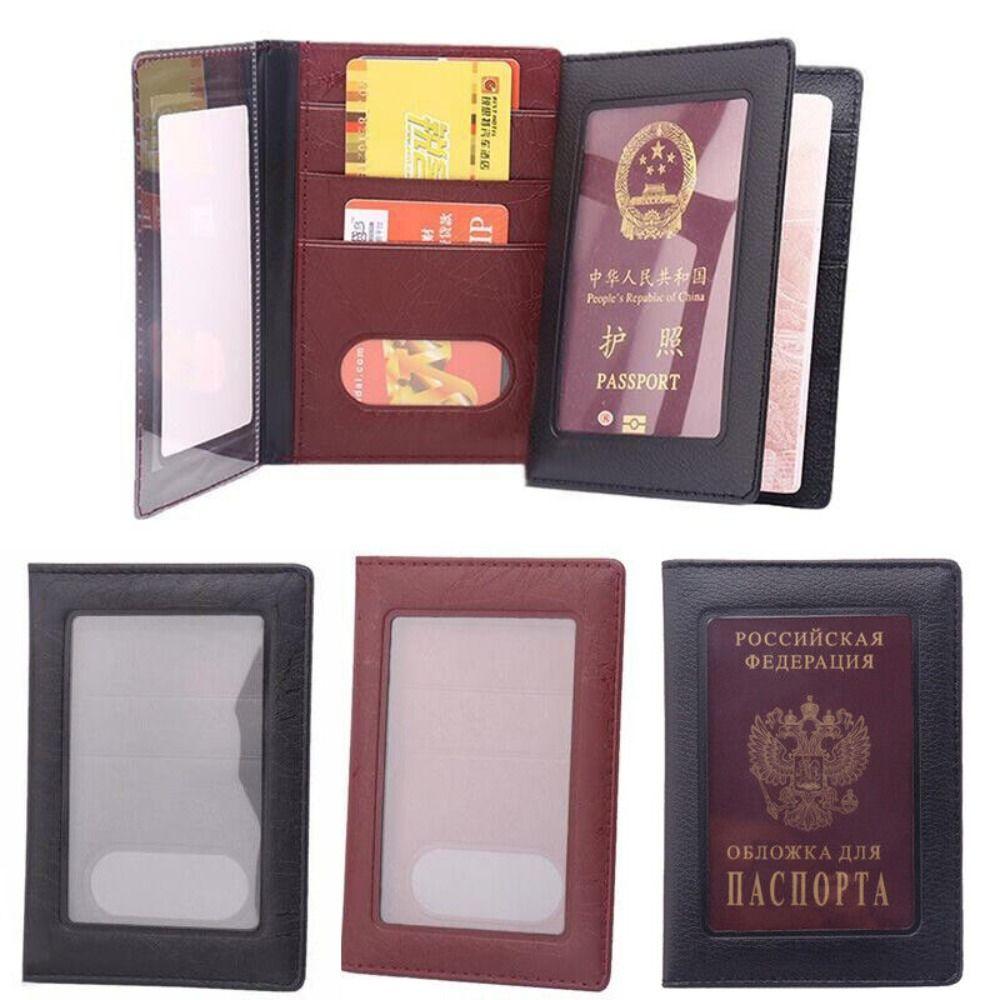 Transparent Window ID Card Ticket Holder PU Leather Business Credit Card Case