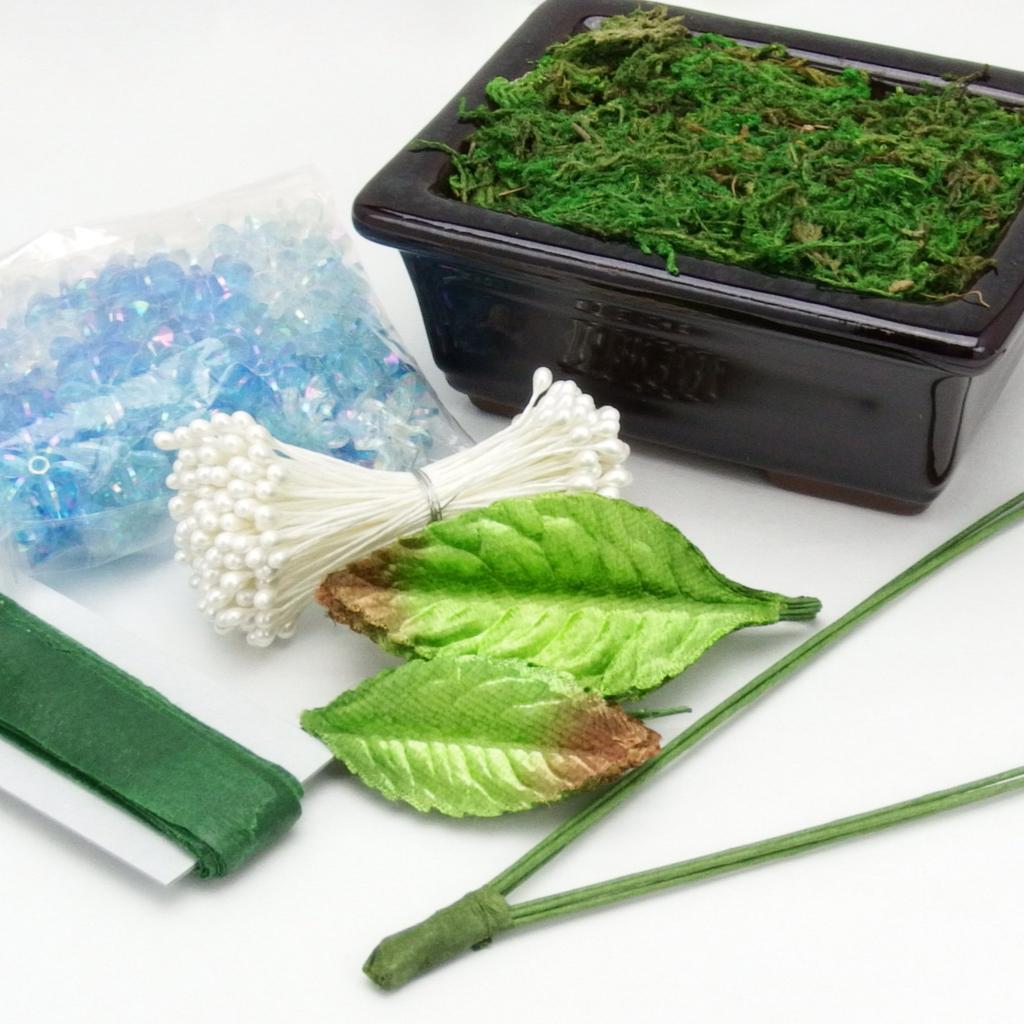 Yamakyu Handicrafts Mini Bonsai Series Bead Craft Blue Kit, Hydrangea,