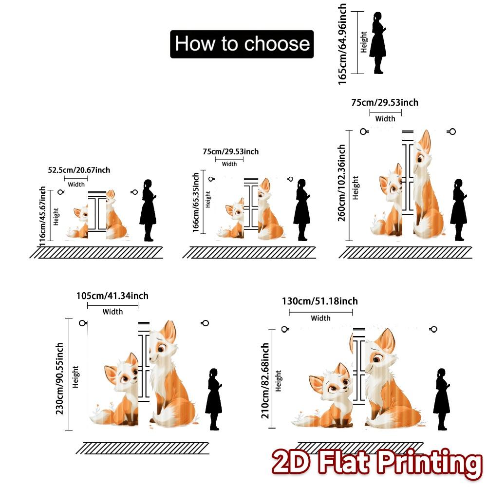 2pcs   2D FLAT PRINTING Curtains (Without Rod) Fox Bonding Popular Curtain Polyester Curtains Decorations Inside Decorative for