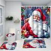 Merry Christmas Santa Claus Shower Curtain Bath Sets Non-Slip Bathroom Rug Toilet U With 12 Hooks bathroom decor and accessories