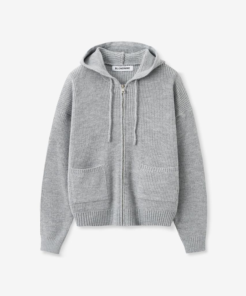 BLOND9 Felpa con Cappuccio e Zip a Coste_Grigio