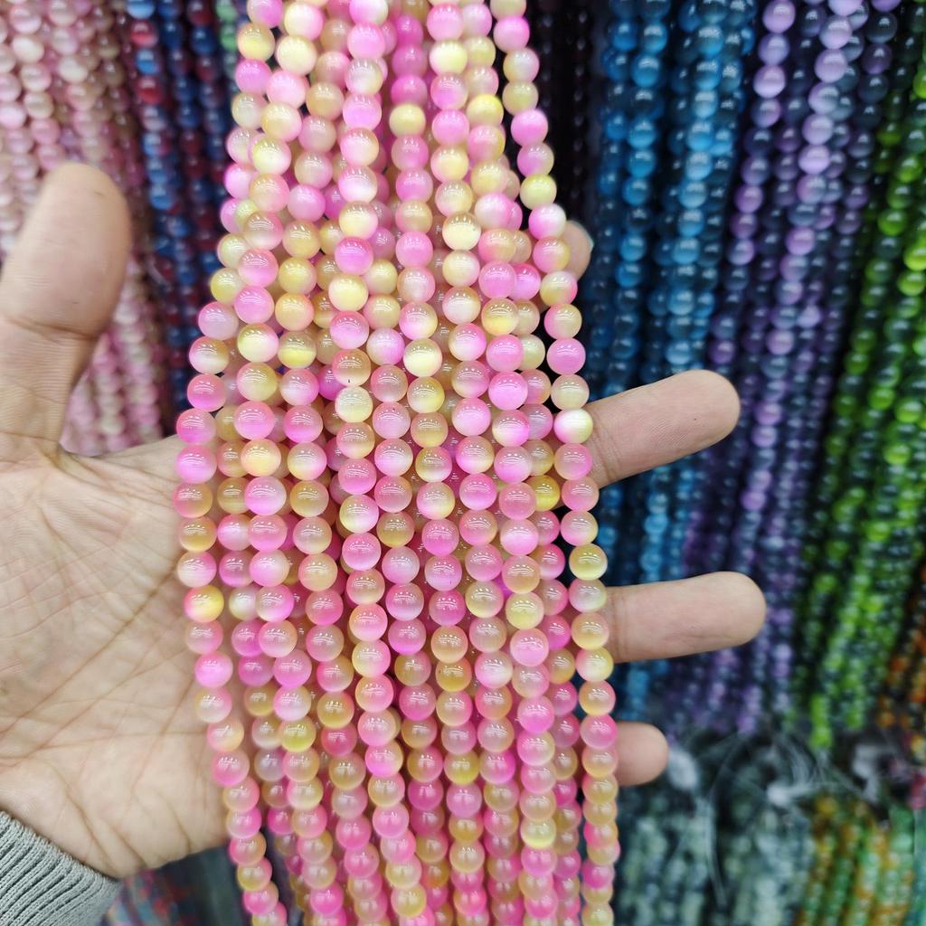 8mm Cat's Eye Stone Beads: Single, Double, Triple-Color, DIY Jewelry Round Beads