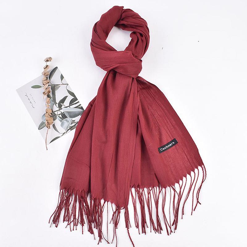 Women 70x200cm Faux Cashmere Solid Fringe Scarf Minimalist Elegant A/C Shawl Soft Breathable Autumn And Winter Warm Scarf