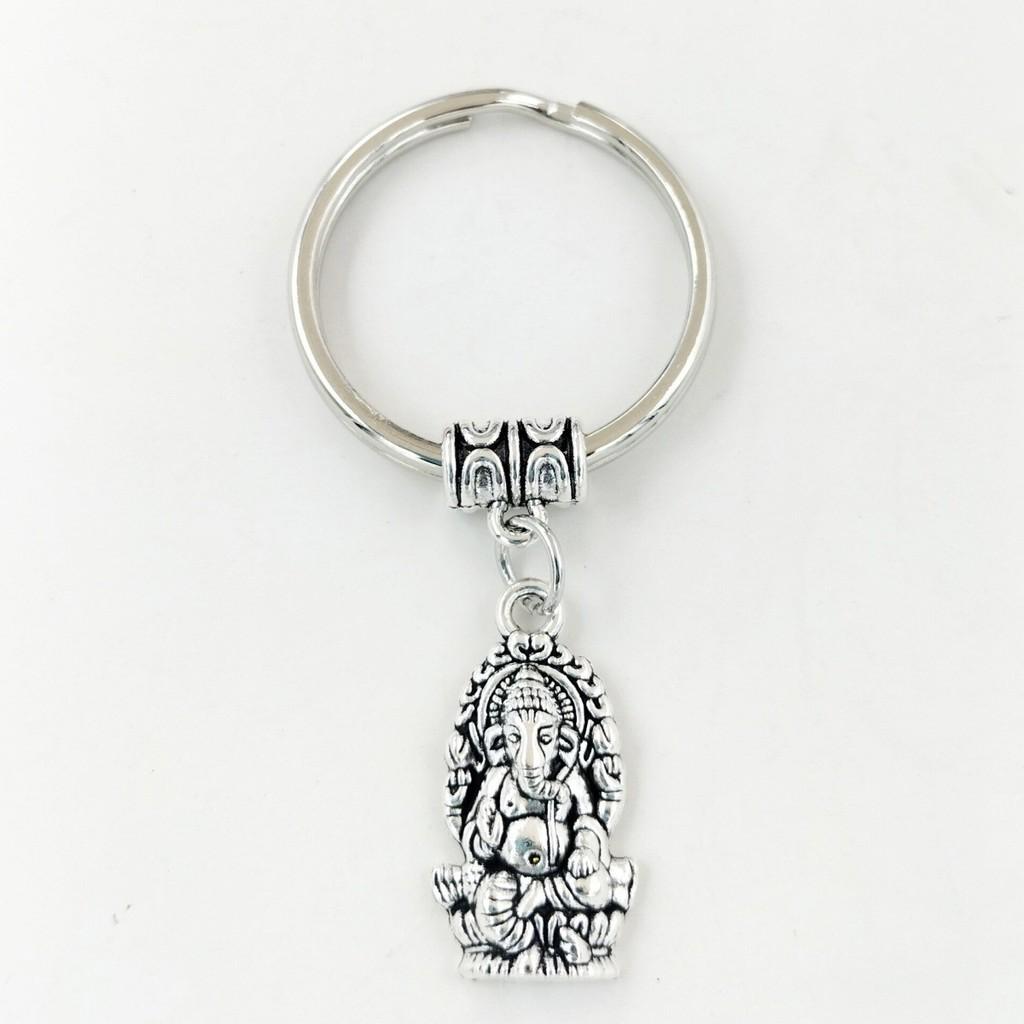 

Classic Zinc Alloy Elephant Trunk Pendant Keychain With Lotus Double Accessories For Gift Giving Style 4