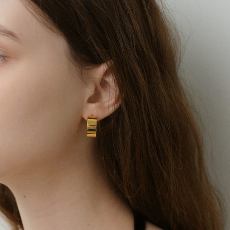 

NORMALLEE [Silver 925] Square Curve Earrings Silver