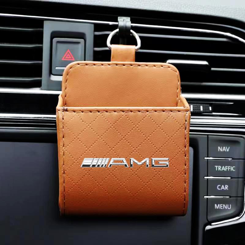 1Pcs Car Air Outlet Storage Box Phone Glasses Organizer Car Goods For Mercedes Benz AMG W212 W205 W246 W176 W213 GLC GLE GLS ML Welcome Laser Logo