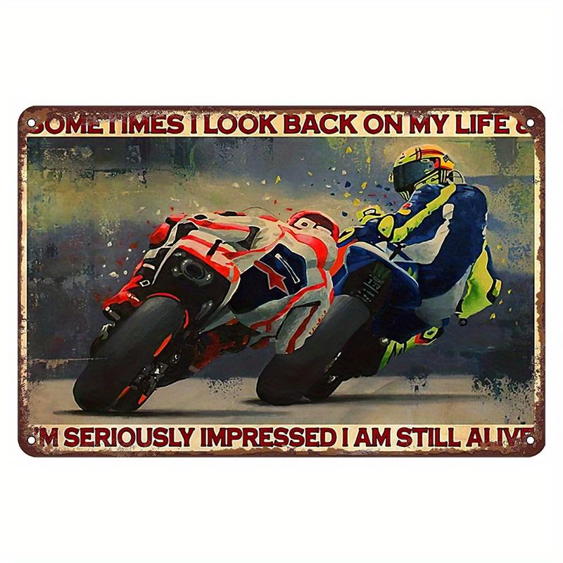 

Motorcycle Racing Metal Sign - Retro Wall Art with Inspirational Quote, Rustic Iron Poster for Home Decor, Perfect for Garage 20x30cm（7.8x11.8inch）