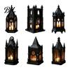 Glowing Ornament Decor Gothic Cathedral LED Candle Lantern, Church Shaped Flameless Tealight Lamp, Luminous Figurine for Home Spooky Vintage