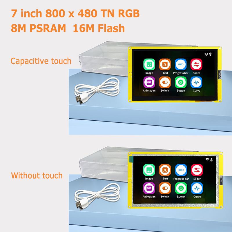 ESP32-S3 7" Touchscreen Development Board with WiFi & Bluetooth LCD Module