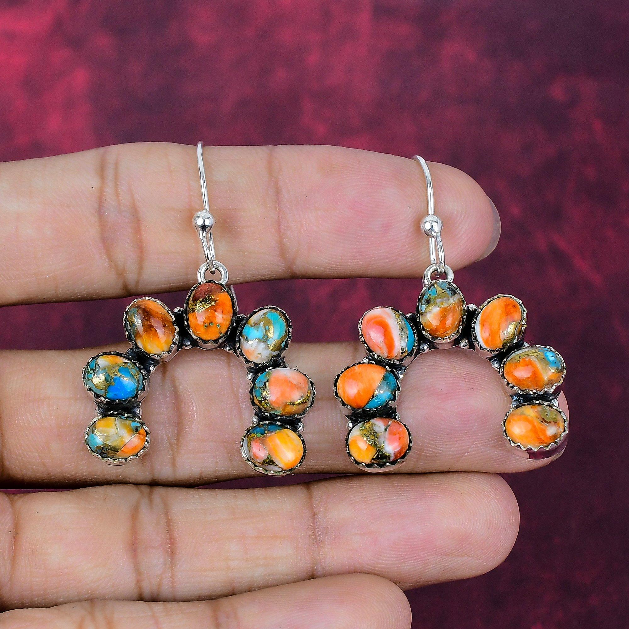 

Серьги с колючей устрицей Оранж, ручной работы, с драгоценными камнями, серьги из стерлингового серебра 925 пробы, антикварные украшения, для подарка на помолвку 1.89 Inches