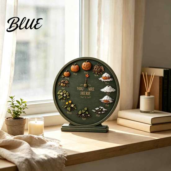 Festive Yard Ornaments Season Clock Decor Round Month Calendar Wooden Seasonal Farmhouse Perpetual Thanksgiving Garden