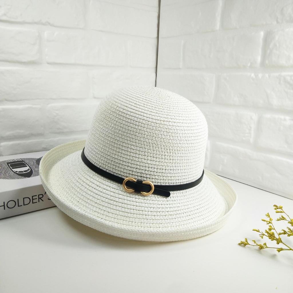 2025 Spring/Summer Women's Versatile Straw Sun Hat with Buckle - Stylish and Sun-Protective