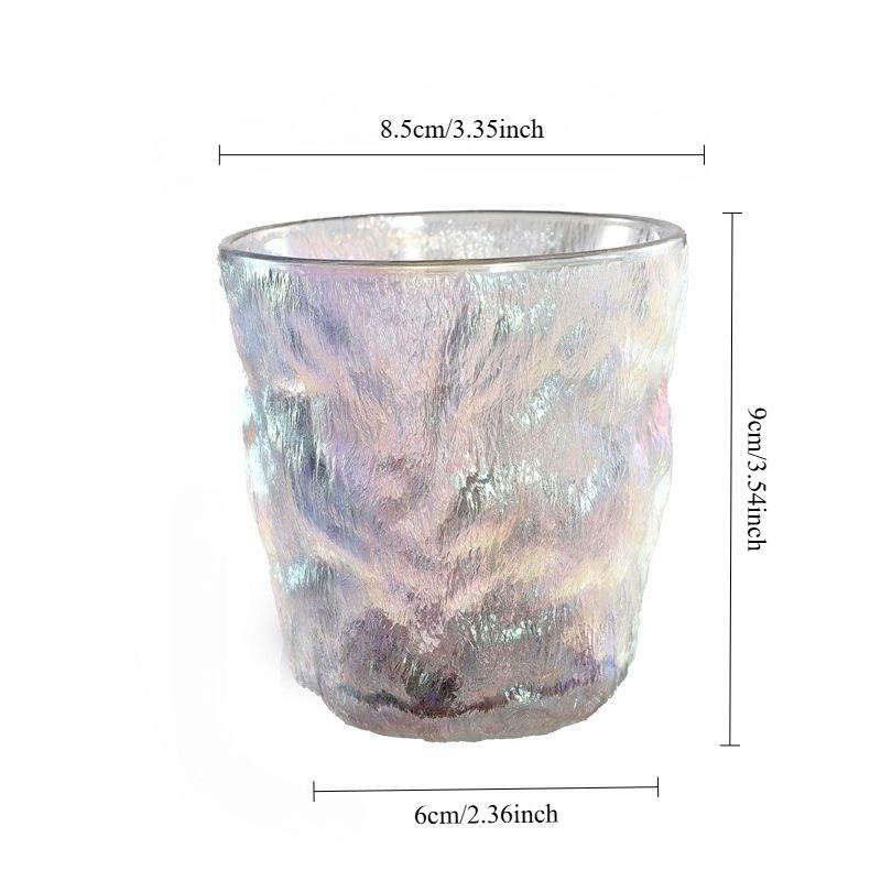 300ml or 380ml Glacier Patterned Glass Cup Colored Drinking Cup, High Aesthetic Glass Cup Drinking Cup Beer Cup for Working Use