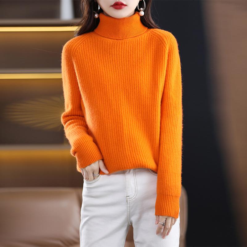Dámský kašmírový svetr Qinghe kašmír 30% kašmír 70% vlna podzimní a zimní kašmírový hustý svetr měkký a teplý