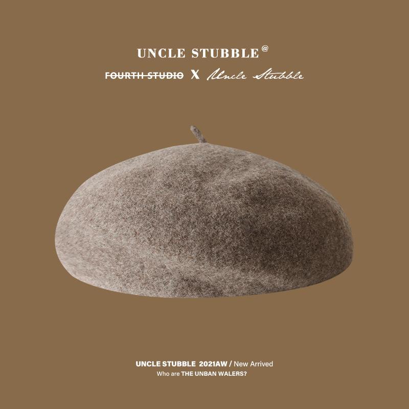 

Японский высококачественный/австралийский шерстяной берет, не легко скатывается, однотонная ретро-шляпа художника для девочек 55-59cm