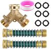 4-Way Brass Water Splitter with Shut-off Valves, EU Standard Garden Tap Connector, High Pressure Hose Distributor Set
