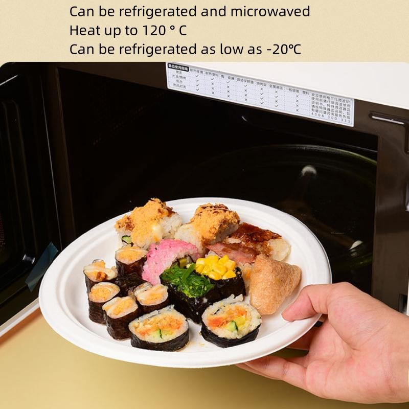 Disposable Paper Plate Halloween Birthday Party Decoration Sugarcane Pulp Disk,Picnic Party Food Plate 6 " 7" 8 " 50Pcs White