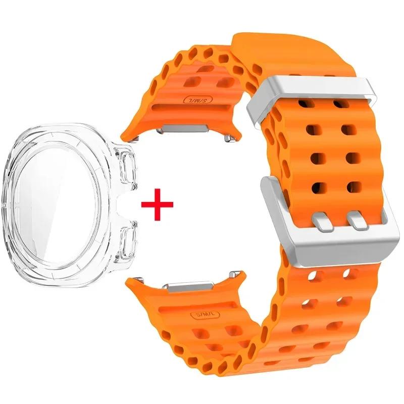 Schutzhülle aus gehärtetem Glas + Armband für Samsung Galaxy Watch Ultra 47mm Silikonarmband für Galaxy Watch Ultra 47mm Armband Schutzhülle
