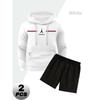 Men's Polyester Hoodie Set with Relaxed Fit Shorts Comfortable Lounge Gym Daily Wear