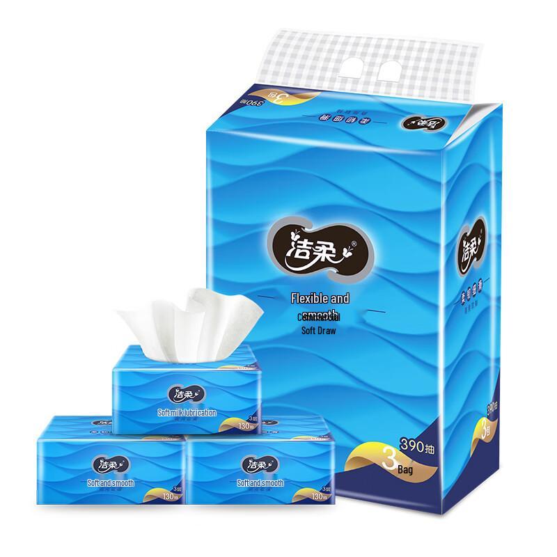 Jierou Soft 3-Ply Facial Tissues, 3x130 Sheets
