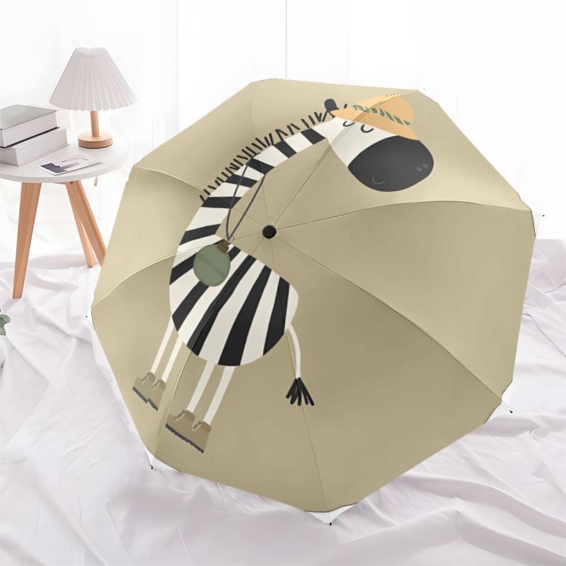 1pc Zebra Explorer Automatic Open/close Umbrella, 8-Rib Sturdy Structure, Portable Travel Umbrella, Parties, Everyday Use, Outdoor Accessory F10