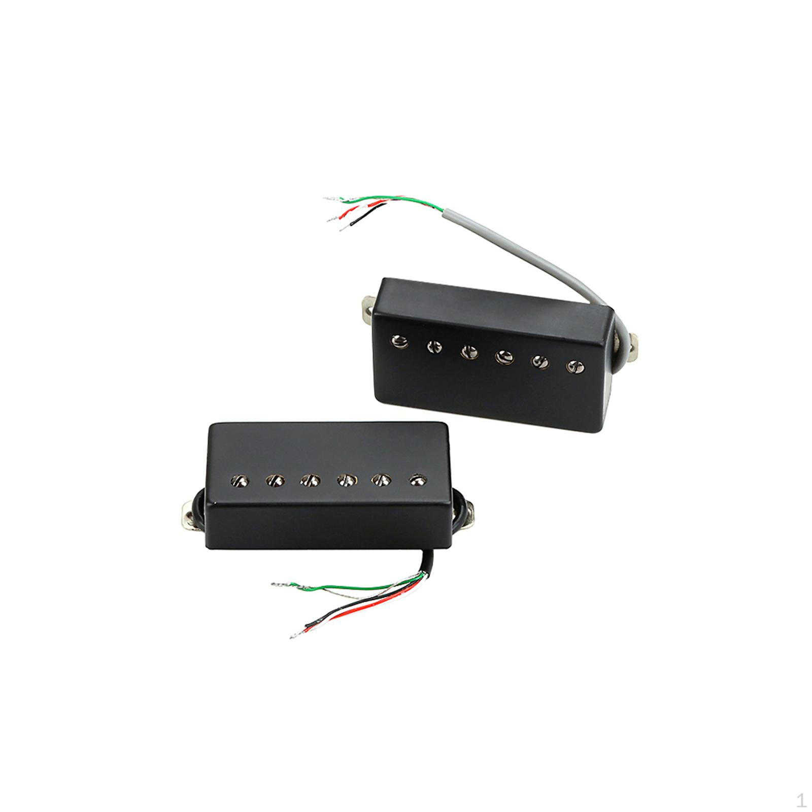 2 Pieces Neck Bridge Pickup Double Coil Accessory LP Styles Universal Dual Rails Humbucker black GMB227