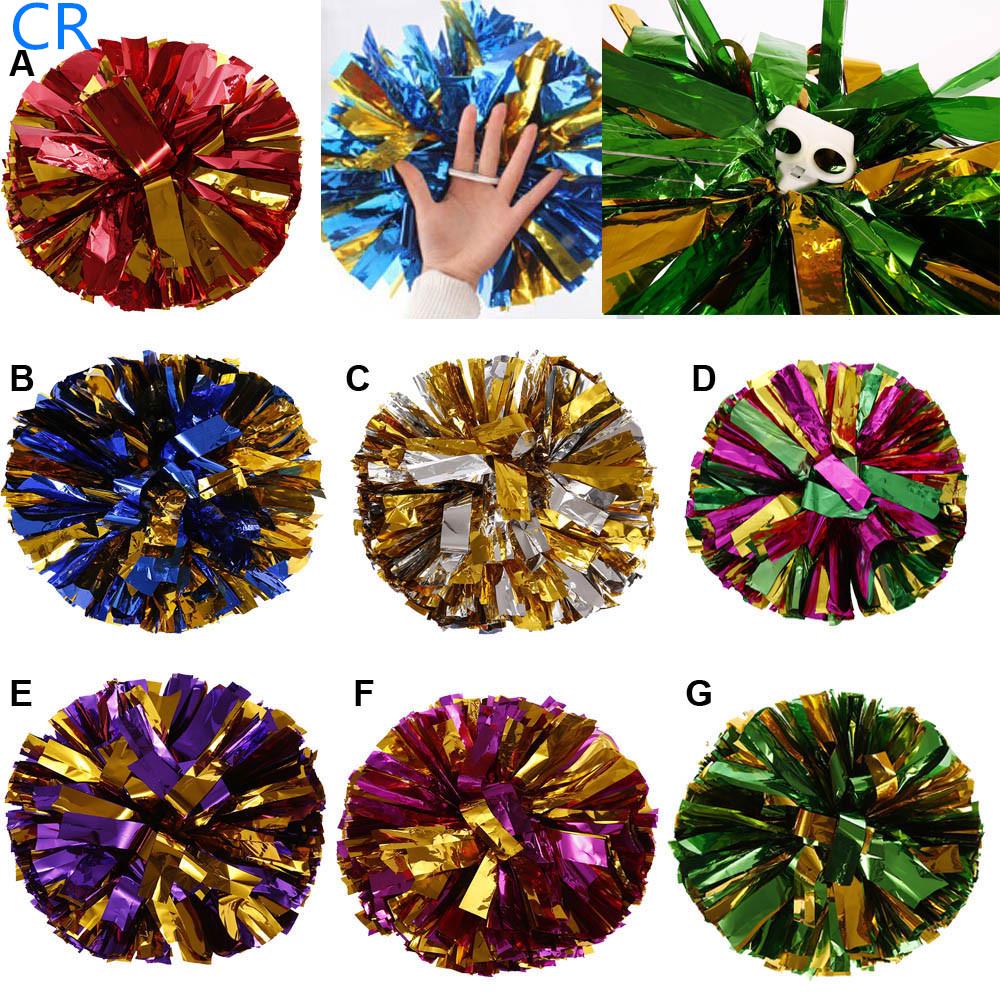 Plastic Poms Cheerleading Party Decor Metallic Foil Handheld Pom Ring