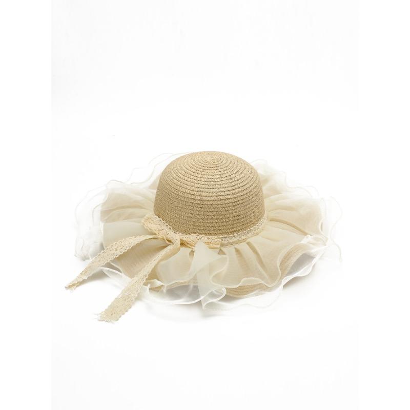 

Новый однотонный двухслойный сетчатый козырек, кружевной бант, шляпа-стример из соломы, милая соломенная шляпа. one size fits all хаки