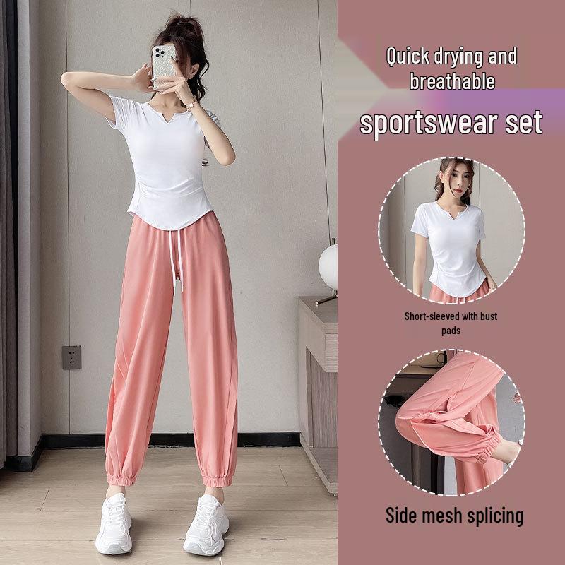 Women's 2025 Quick-Dry Sportswear Set: Summer Running & Yoga Outfit with Sun Protection