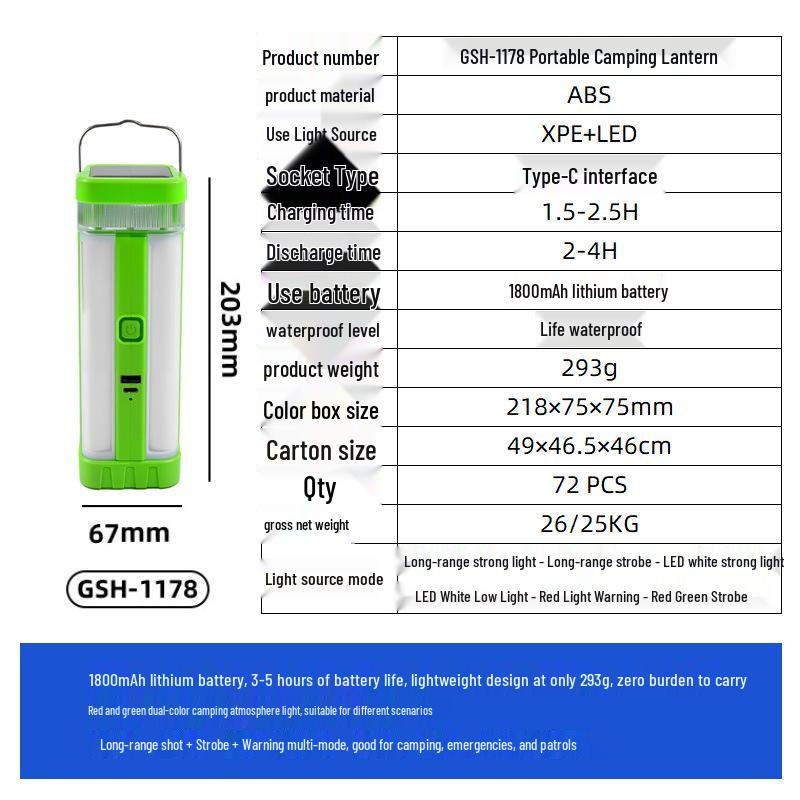 Multi-Functional Solar Camping Lantern & Mobile Work Light with Charging Feature