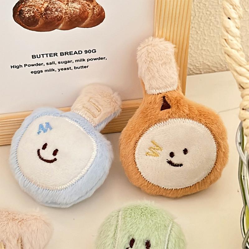 Cartoon Plush Badminton Tennis Keychain Fluffy Cute Creative Soft Stuffed Doll Brooch Backpack Pendant Decorative Accessories