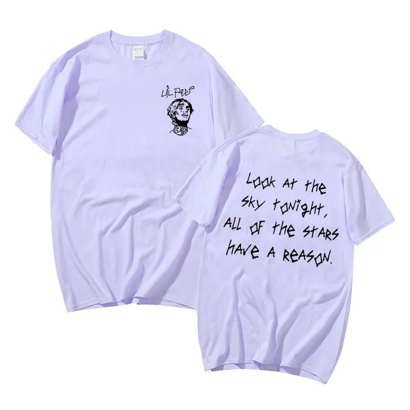 Rapper Lil Peep Look At The Sky Tonight All of The Stars Have A Reason Graphic Tshirt Men's Hip Hop Vintage Oversized T-shirts