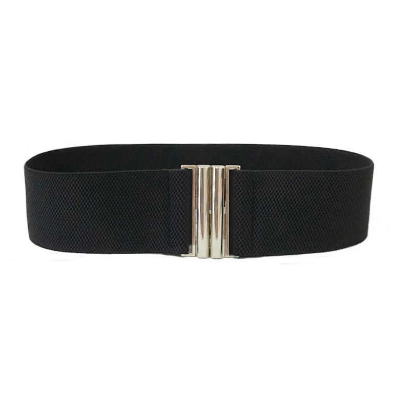 Fashion Elastic Wide Belt For Women Black Corset Belt Metal Buckle Lady Cummerband Stretch Waistband Female Coat Dress Accessory
