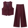 2025 European & American Style French Fashion Slim Vest & Loose Double Pleated Pants Set
