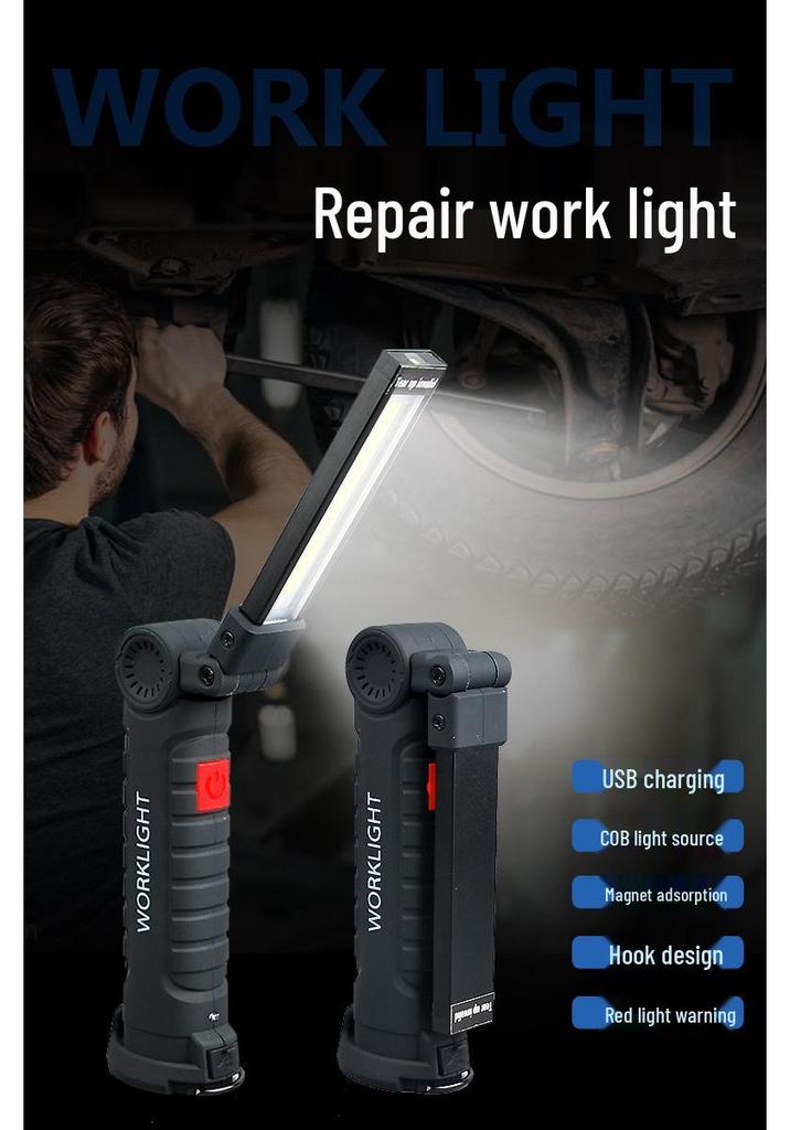 LED Foldable Magnetic Work Light - Outdoor COB Flashlight for Car Repair & Inspection
