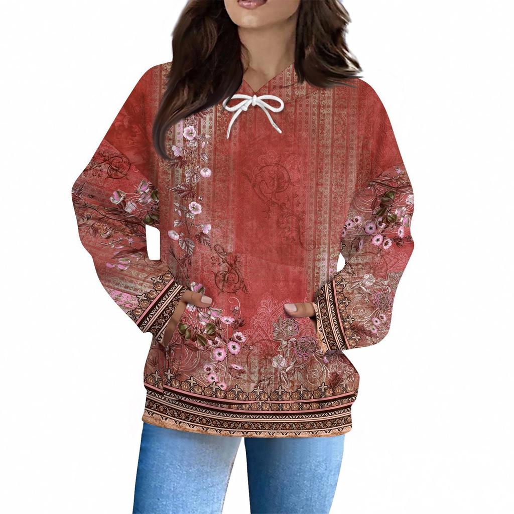 Women's Fashion Daily  Casual Hoodie Long Sleeve Printed Top